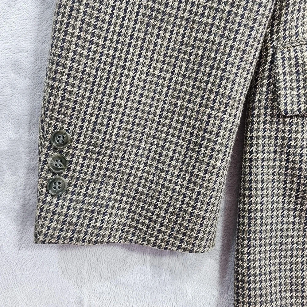 Vintage New England Collection Sport Coat Men 46L Brown Houndstooth Tweed Blazer